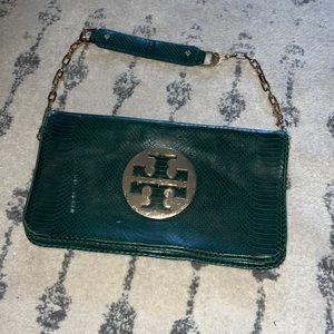 Tory Burch green crocodile purse